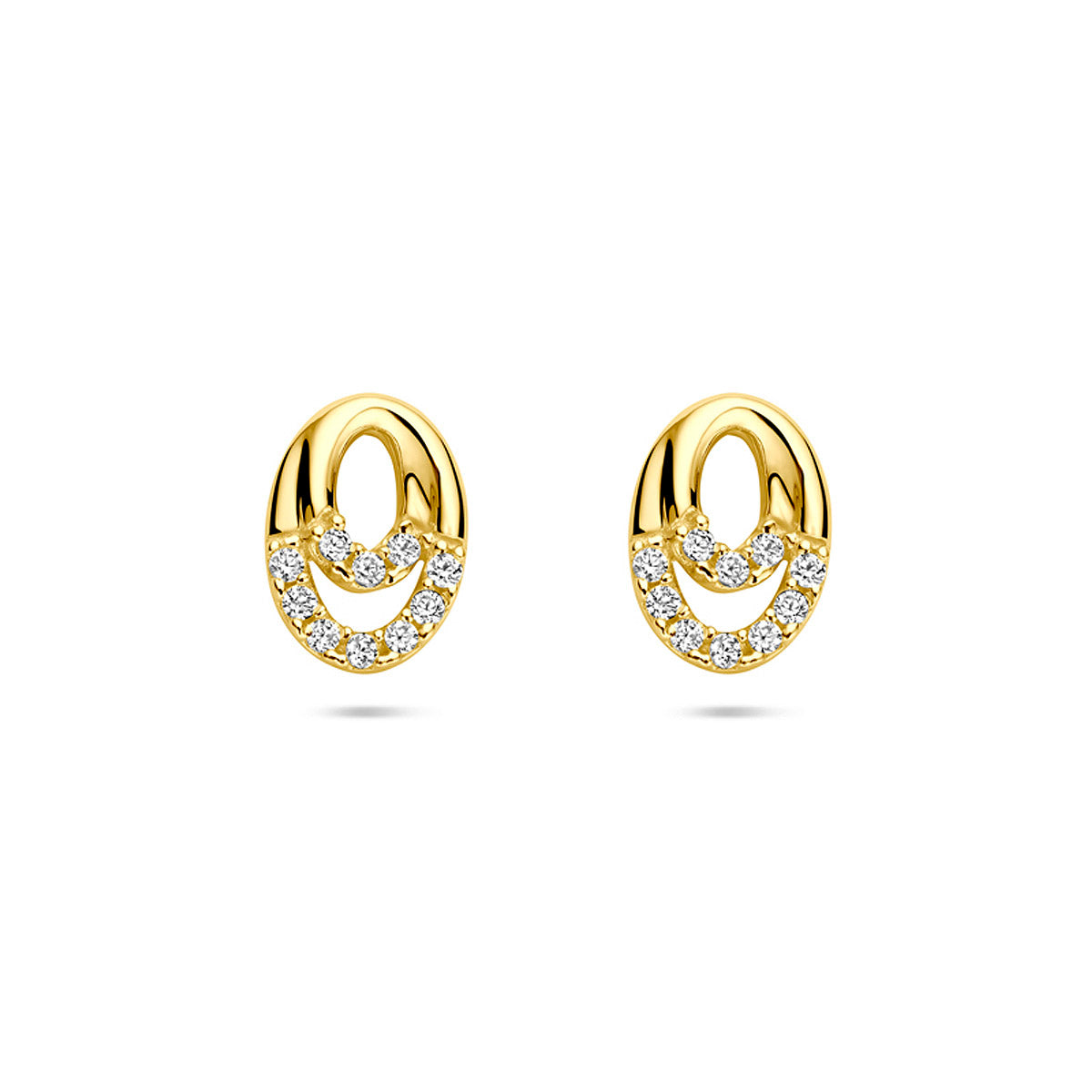 oorknoppen zirkonia 8 mm 14K geelgoud