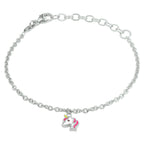 armband eenhoorn emaille 13 + 3 cm zilver gerhodineerd