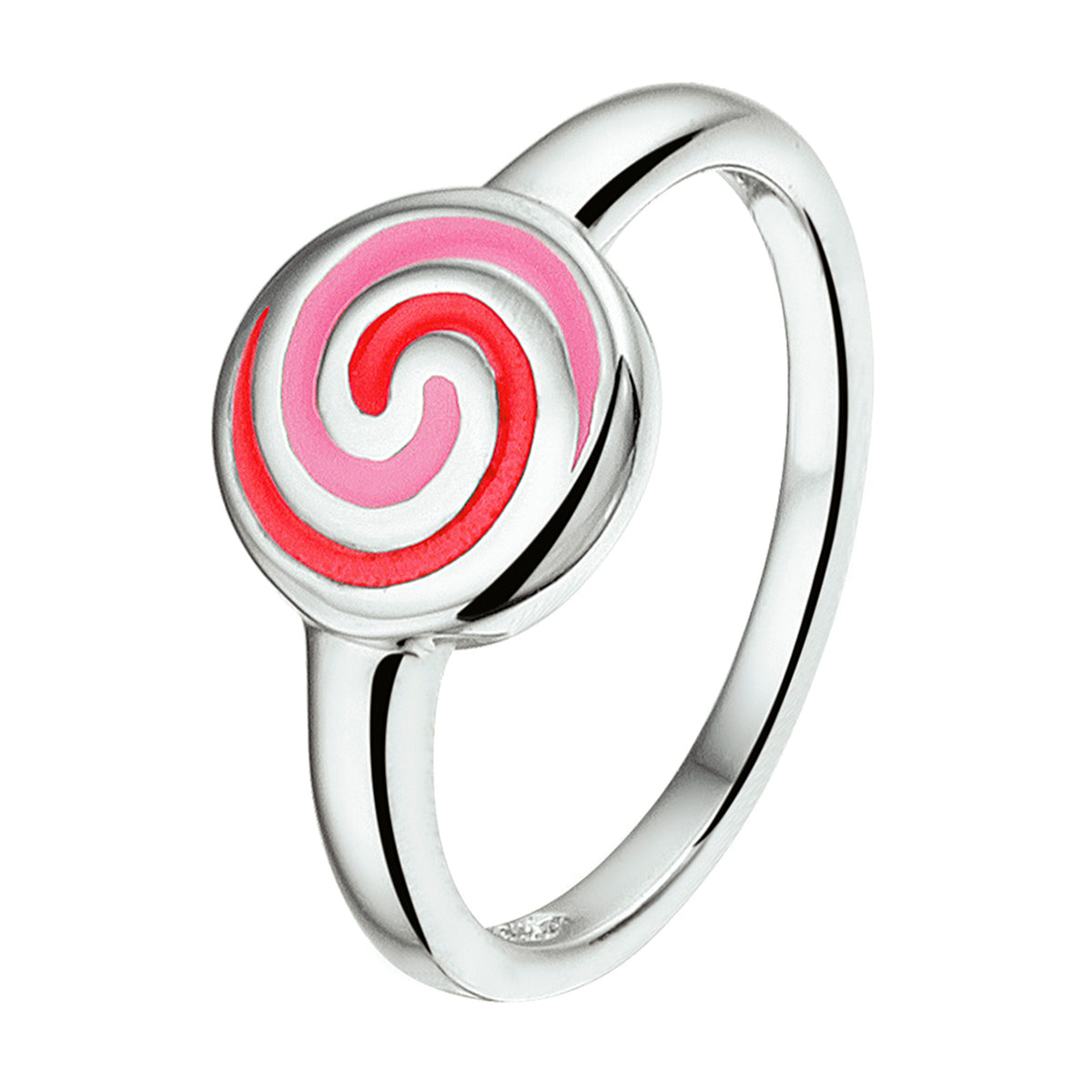 Ring, rund, Emaille, silber rhodiniert