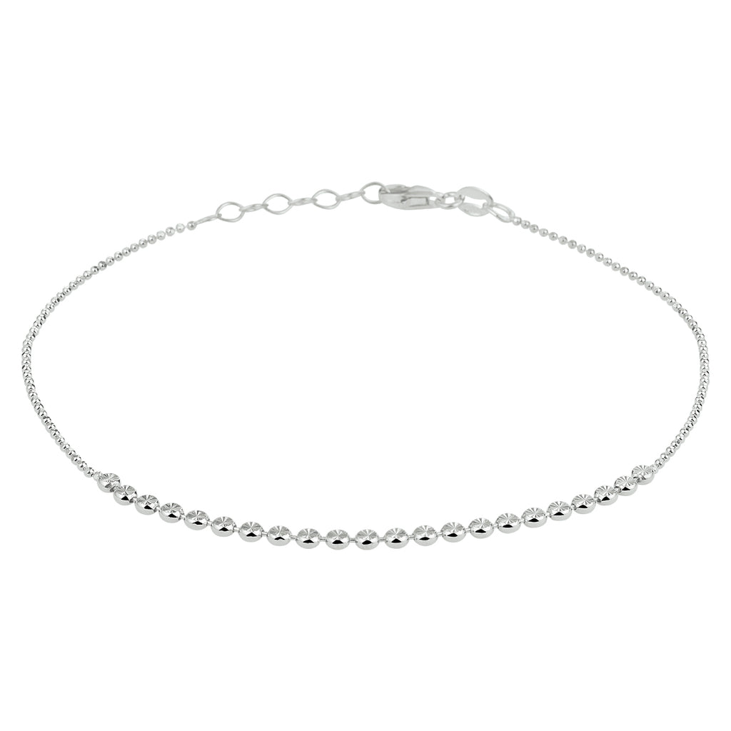 Fußkettchen diamantiert 1,2 mm 24 + 2 cm Silber rhodiniert
