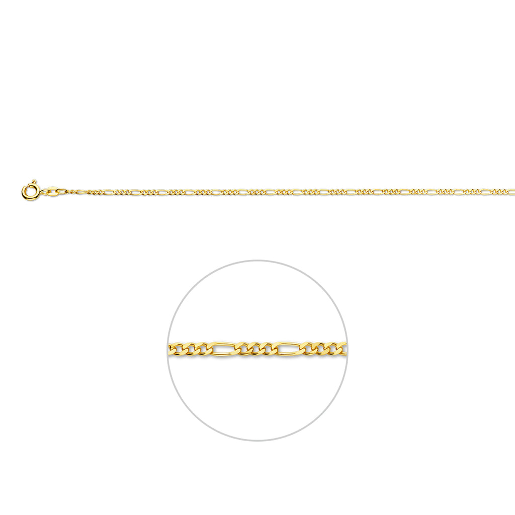 Fußkettchen Figaro 1,9 mm 14K Gelbgold