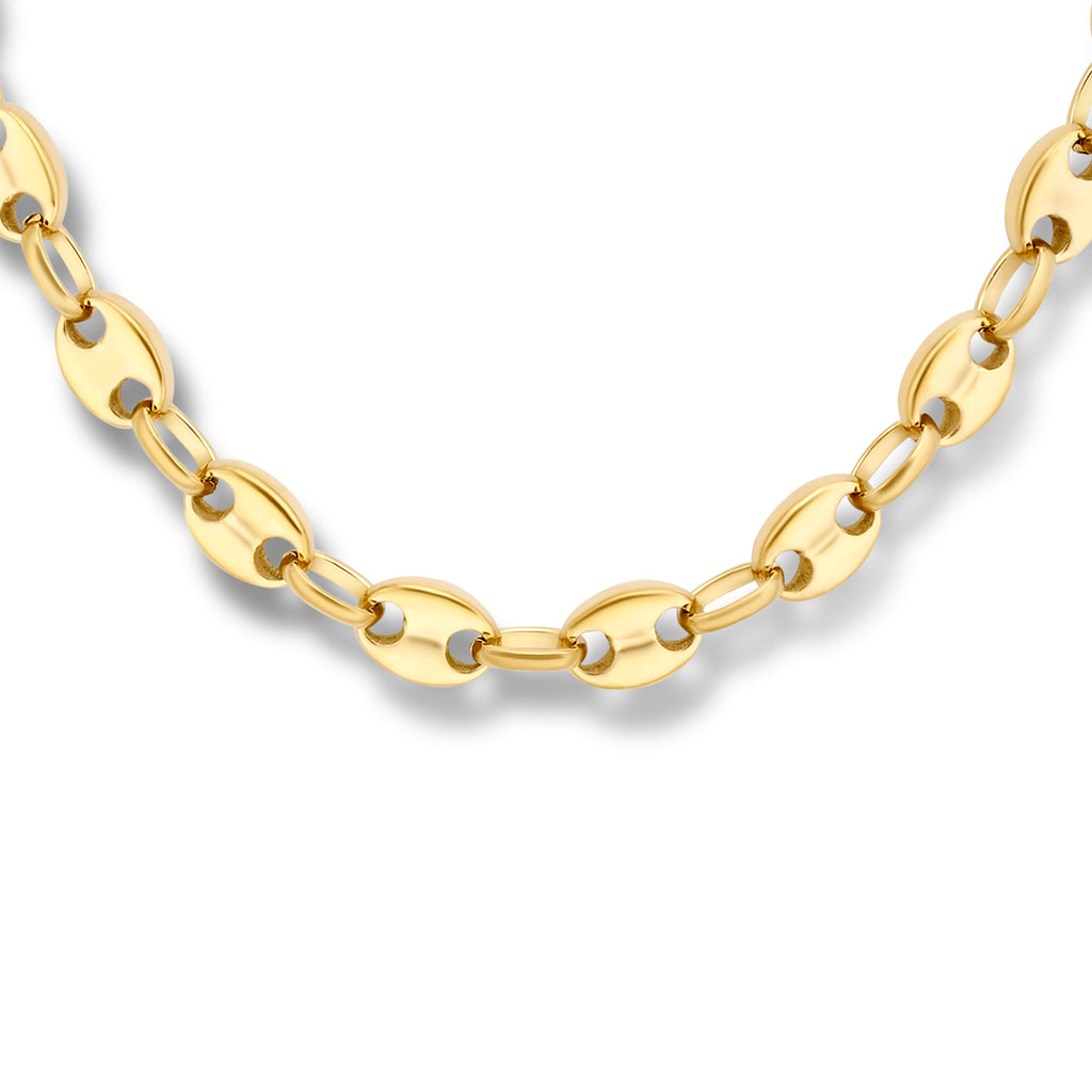 collier koffieboon 42 + 3 cm ion plating edelstaal