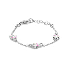 Armband Schmetterlinge Emaille 11 + 2 cm rhodiniert Silber