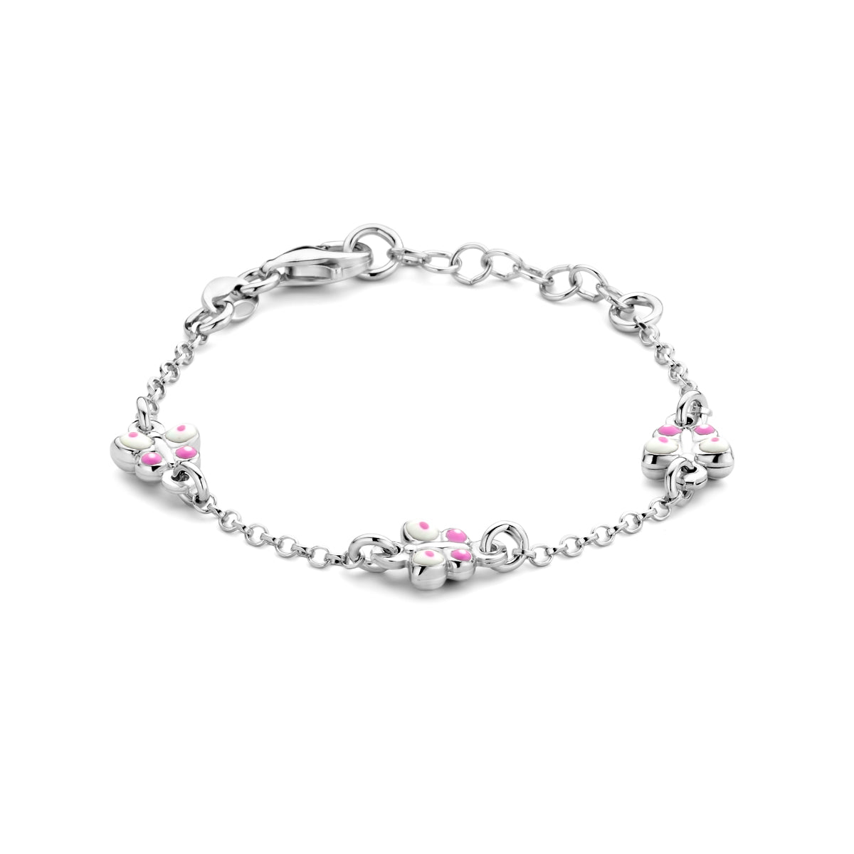 Armband Schmetterlinge Emaille 11 + 2 cm rhodiniert Silber
