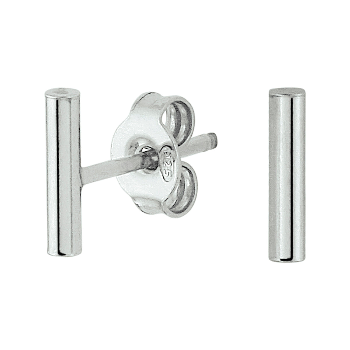 Ohrstecker Stab Silber rhodiniert
