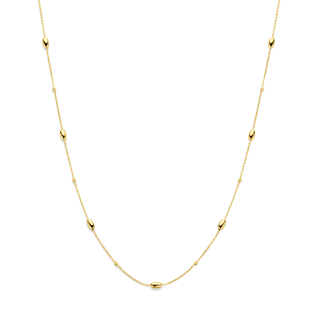 collier 42 - 45 cm 14K geelgoud - rondje,bolletje,ringetje,draad