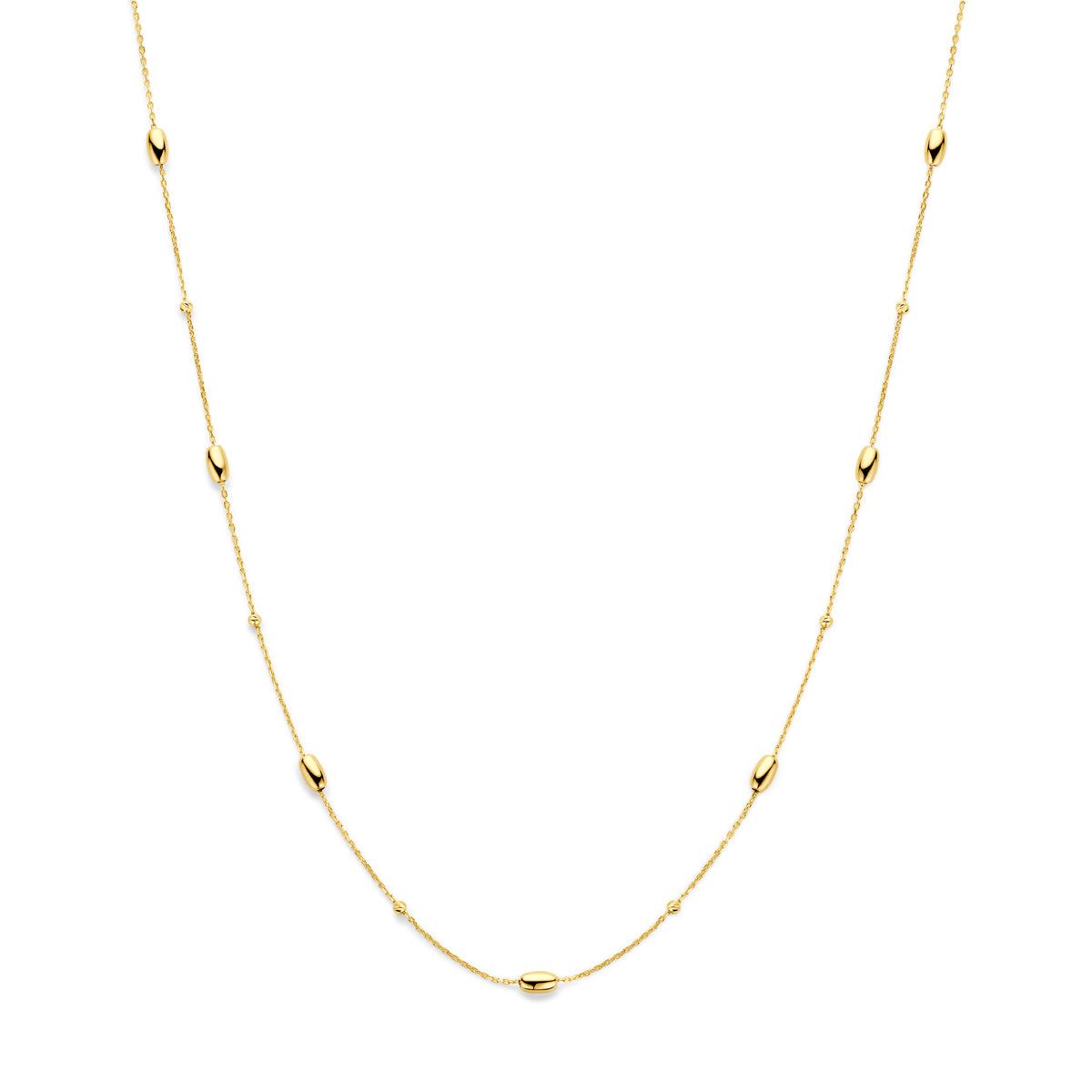 collier 42 - 45 cm 14K geelgoud - rondje,bolletje,ringetje,draad