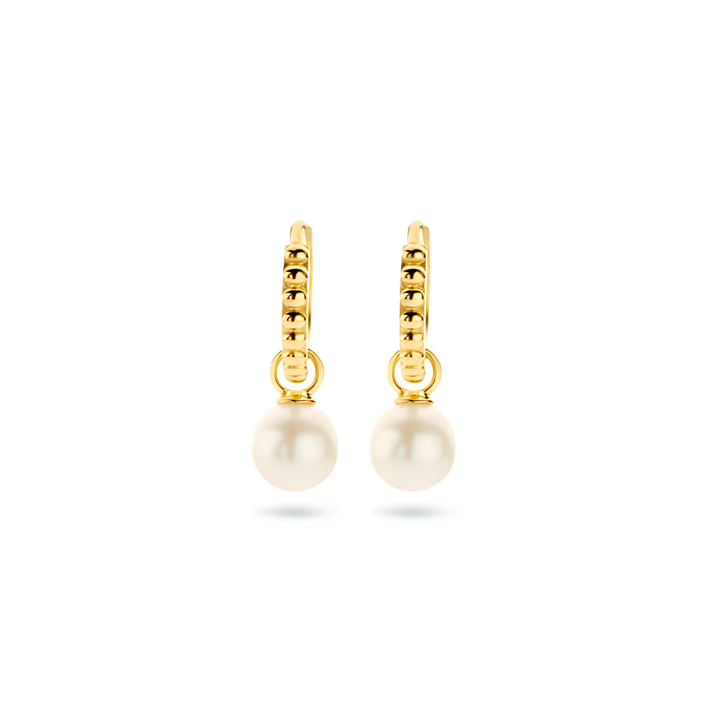 klapoorringen parel 17 mm 14K geelgoud