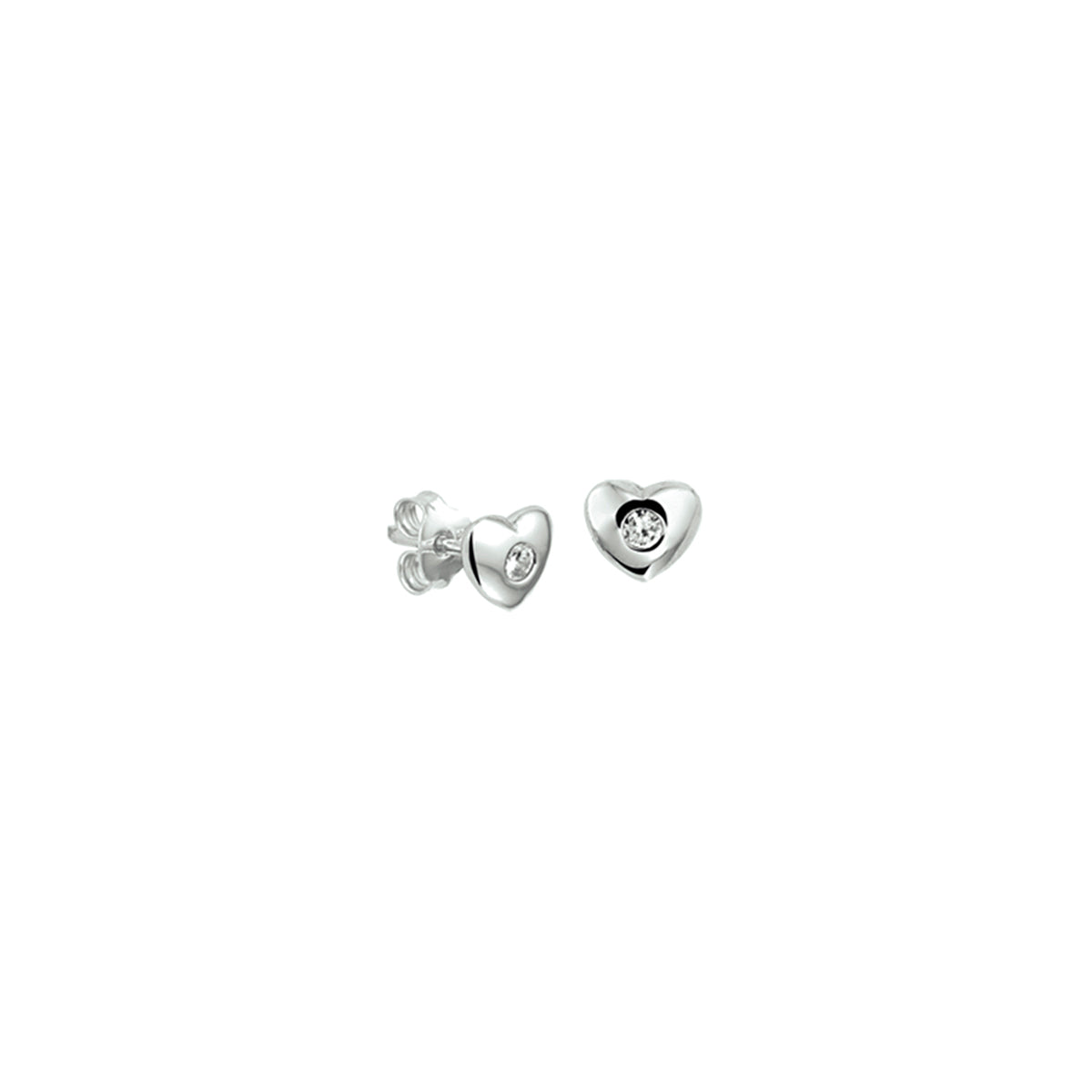 oorknoppen hart zirkonia zilver gerhodineerd