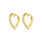 klapoorringen hartjes zirkonia 14K geelgoud