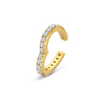 ear cuff hartje zirkonia 13,5 mm zilver verguld (geel)