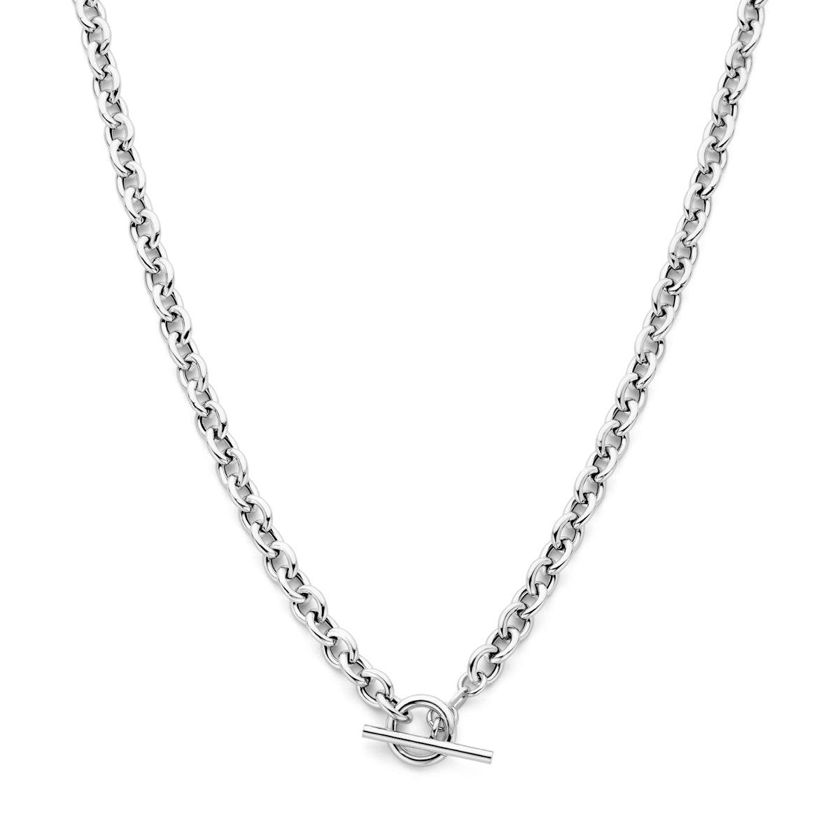 Halskette 6 mm 42 cm Knebelverschluss rhodiniert Silber