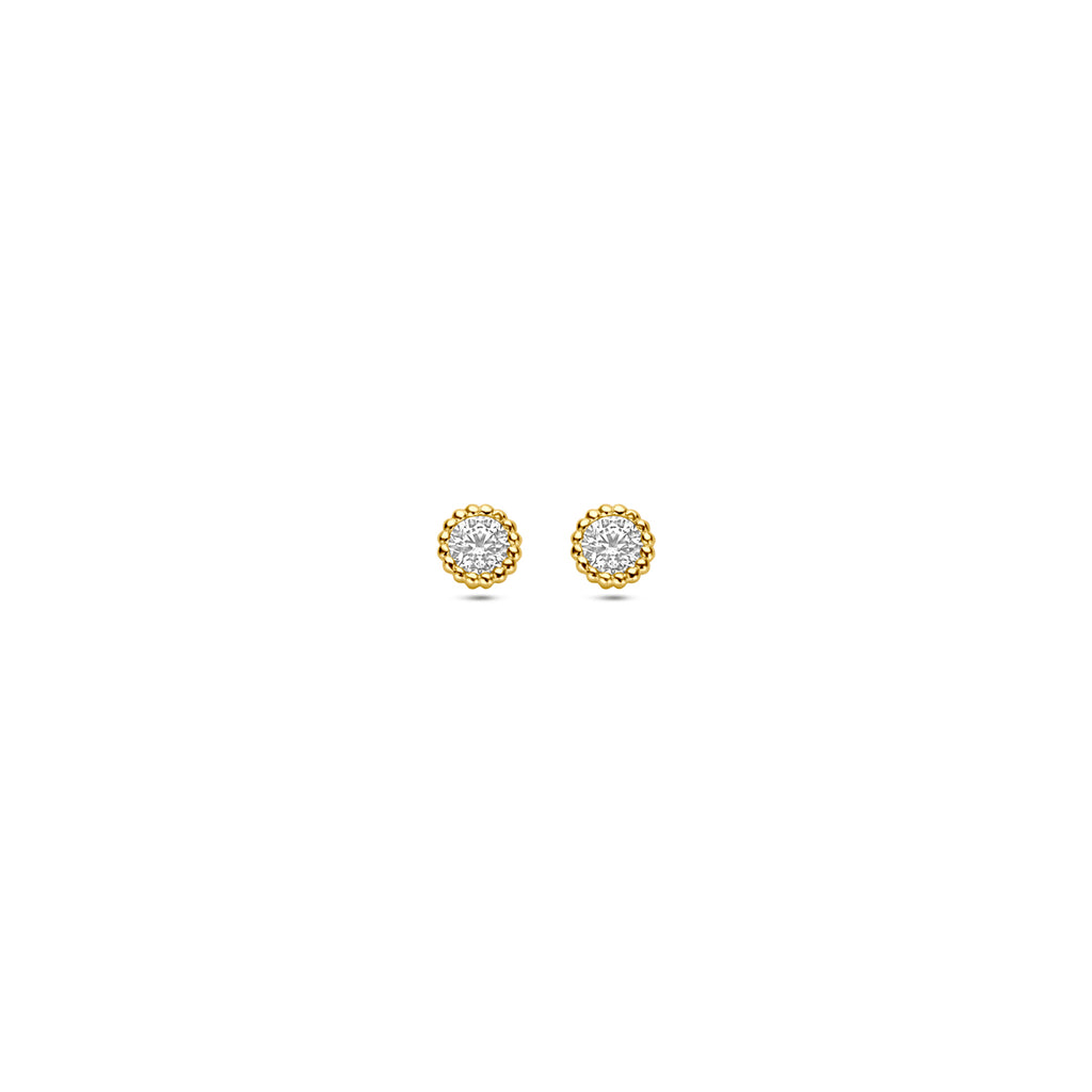 Ohrstecker Zirkonia 4 mm 14K Gelbgold