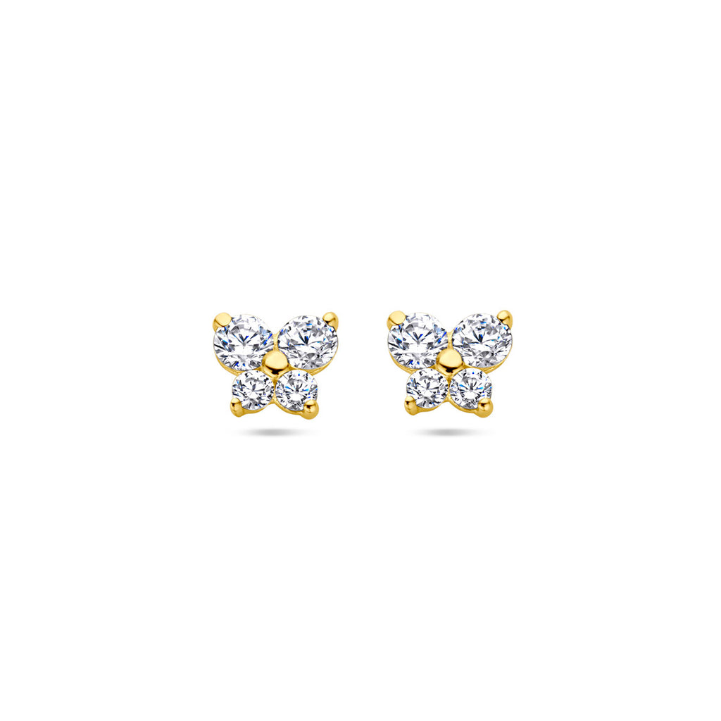 Ohrstecker Schmetterling Zirkonia 14K Gelbgold