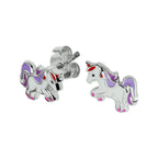 Ohrstecker Emaille Einhorn rhodiniert