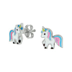 Ohrstecker Einhorn Emaille rhodiniertes Silber
