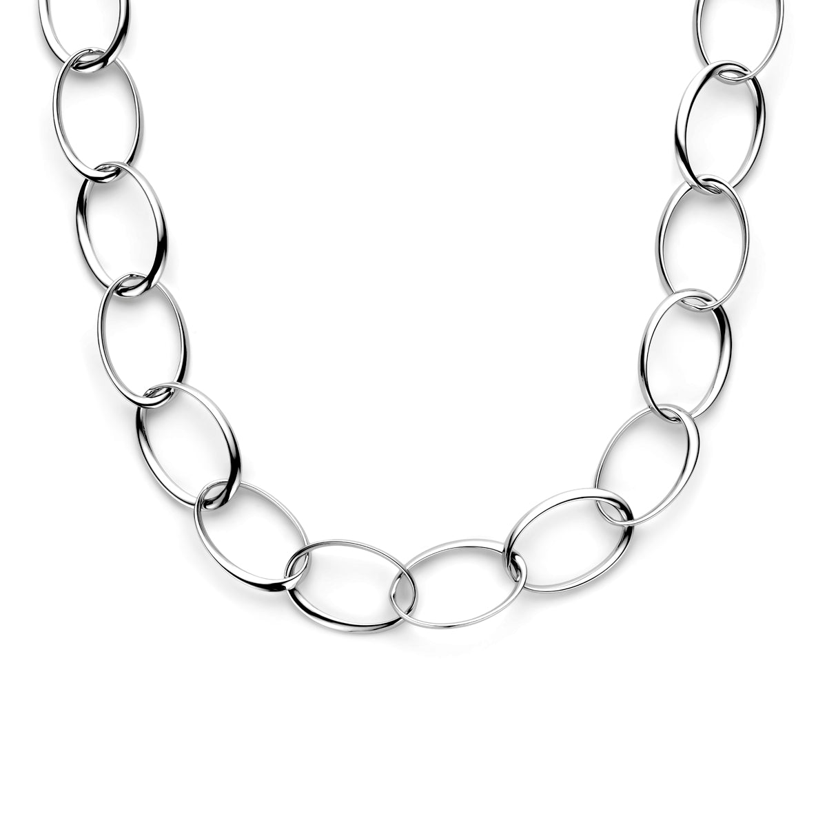 Halskette 23 mm 48 + 3 cm rhodiniertes Silber