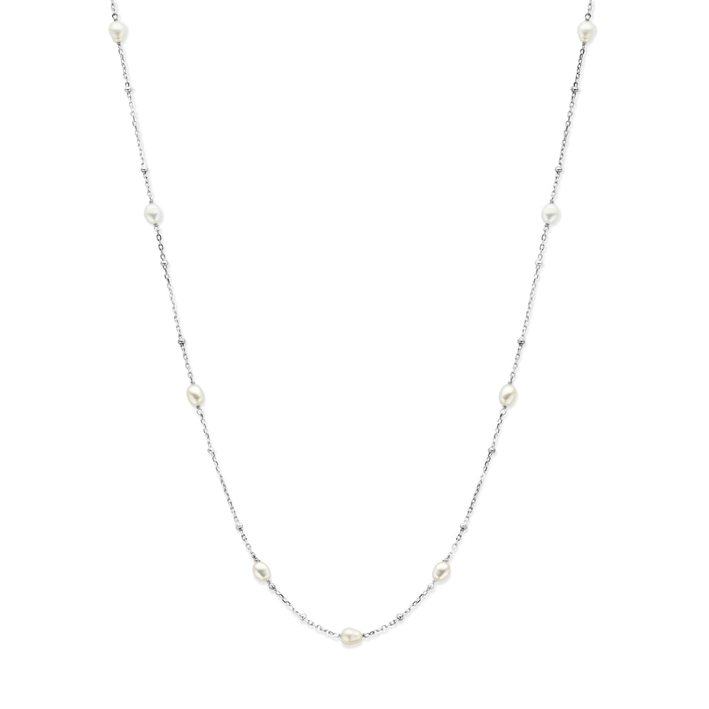 collier parels 41 + 4 cm zilver gerhodineerd