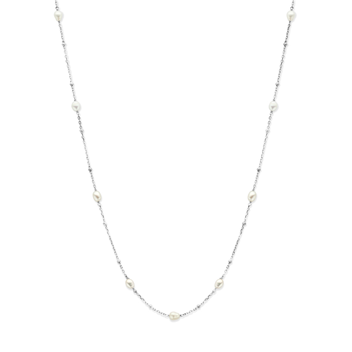 collier parels 41 + 4 cm zilver gerhodineerd