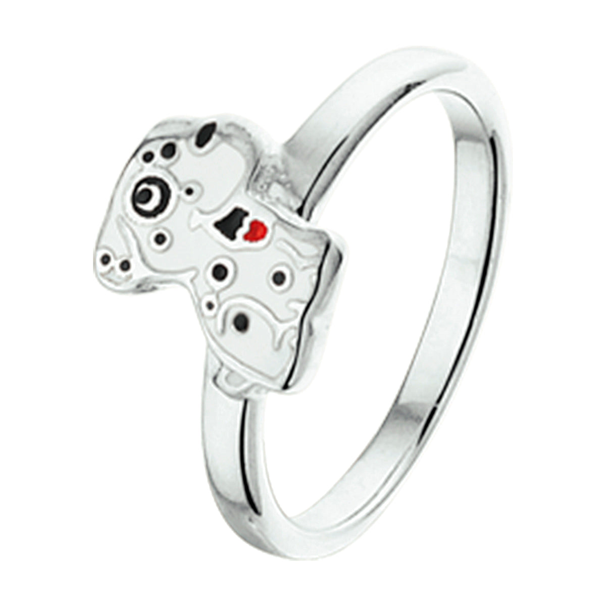 Ring Hund Emaille Silber rhodiniert