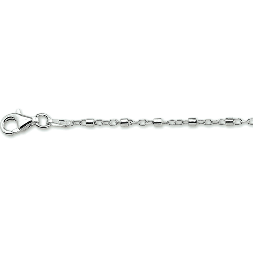 enkelbandje buisjes 24 + 2 cm zilver gerhodineerd