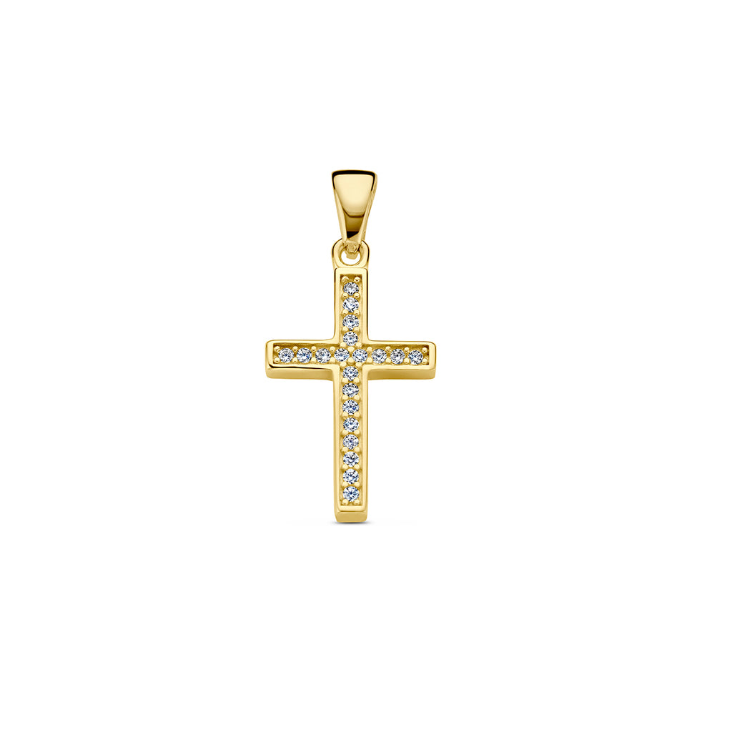 Anhänger Kreuz Zirkonia 14K Gelbgold