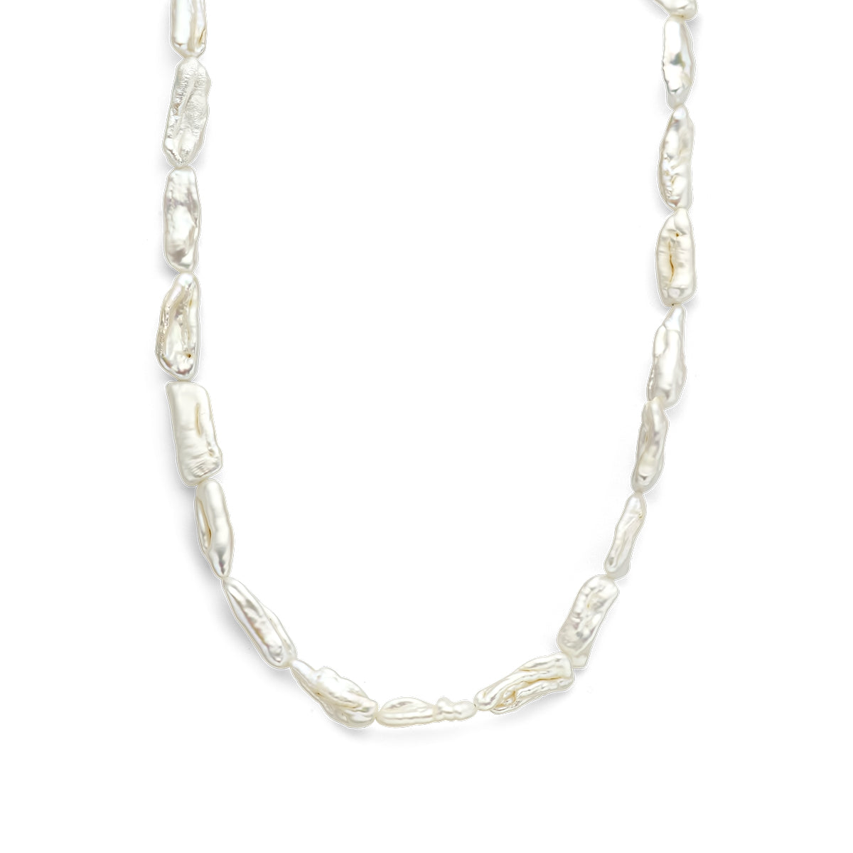 Barockperlenkette 7,5 mm Silber rhodiniert