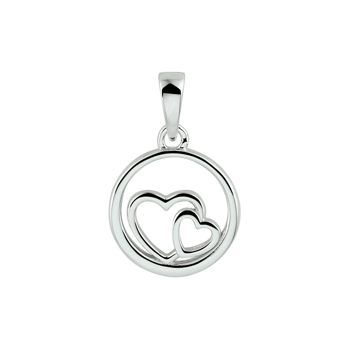 hanger rondje en harten zilver gerhodineerd