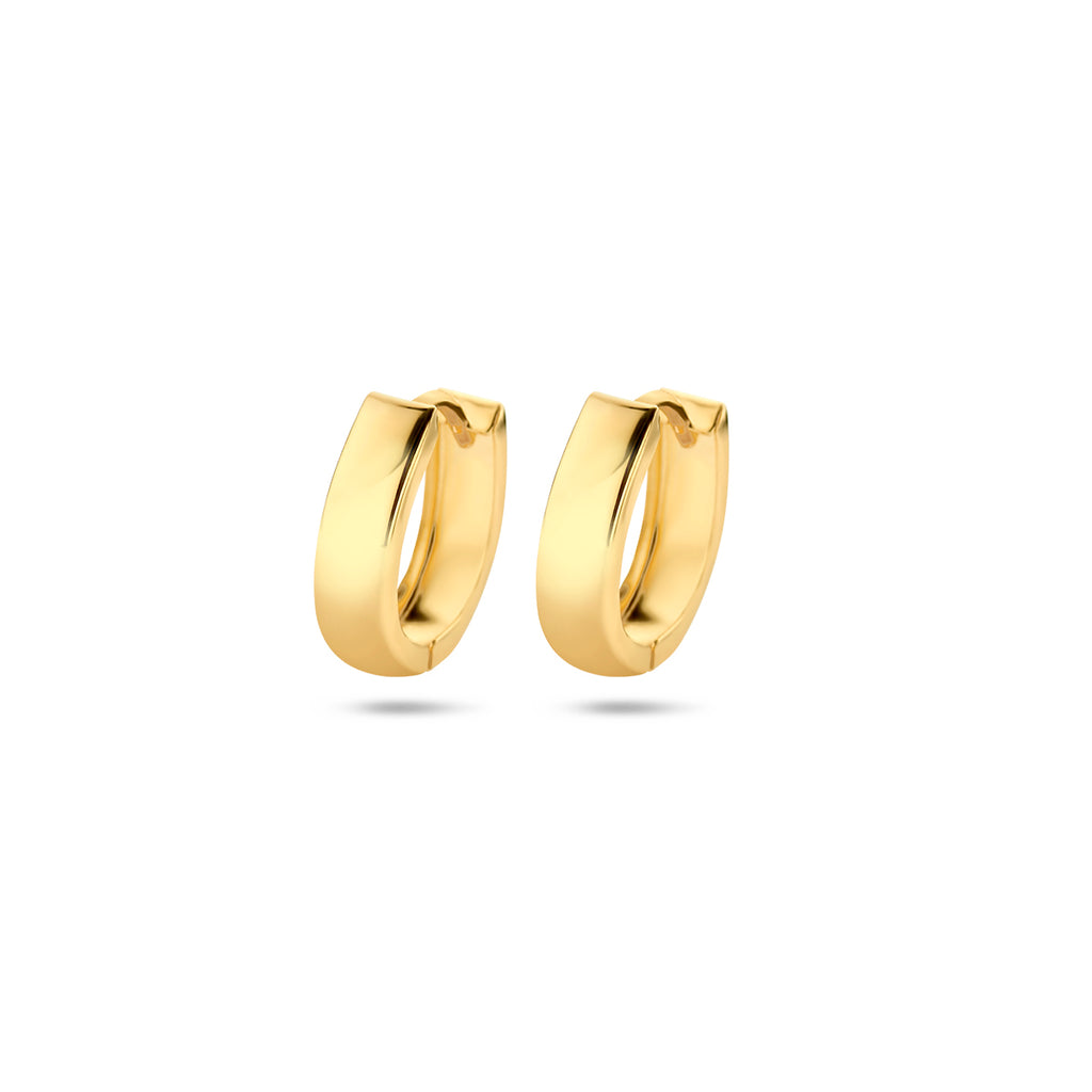 Klappohrringe flach 12 mm 14K Gelbgold