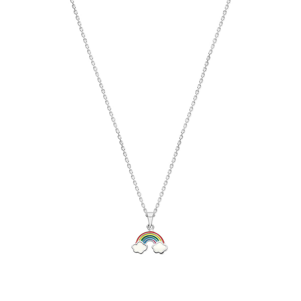 Halskette Regenbogen Emaille 36 + 4 cm Silber rhodiniert