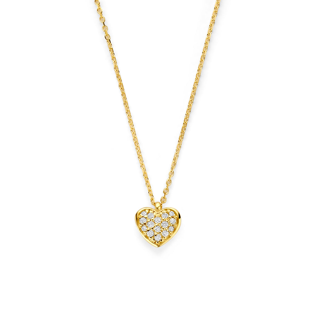 collier hartje diamant 0.11ct h si 41 - 43 - 45 cm 14K geelgoud
