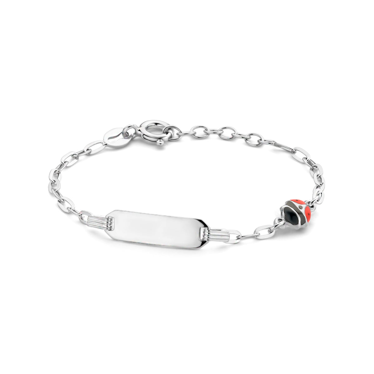 Gravurarmband Marienkäfer Emailleplatte 5,0 mm 11 + 2 cm Silber rhodiniert