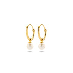 oorringen met hangers zoetwaterparel 15 mm 14K geelgoud