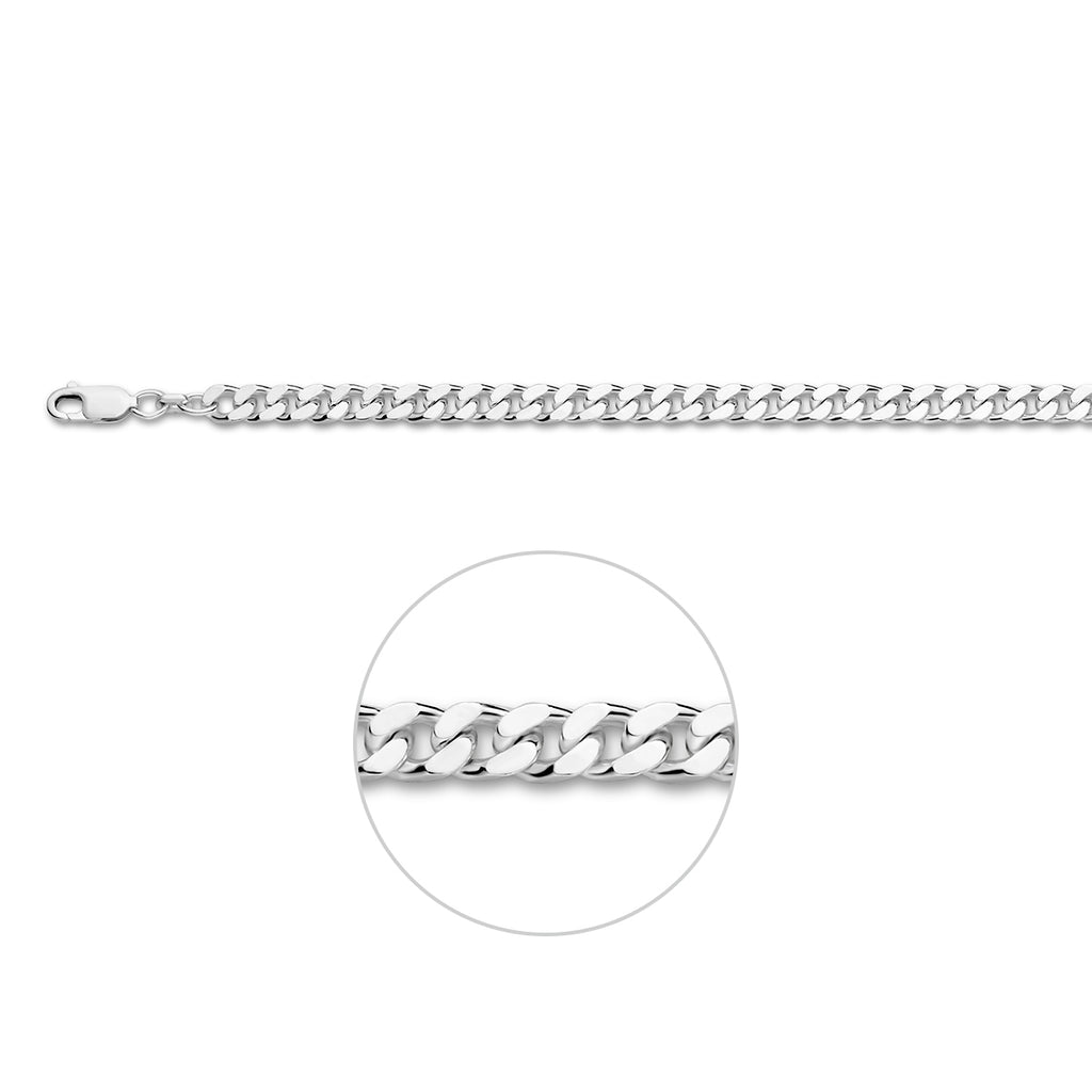 Gourmetkette 4 Seiten geschliffen 5,5 mm Silber weiß