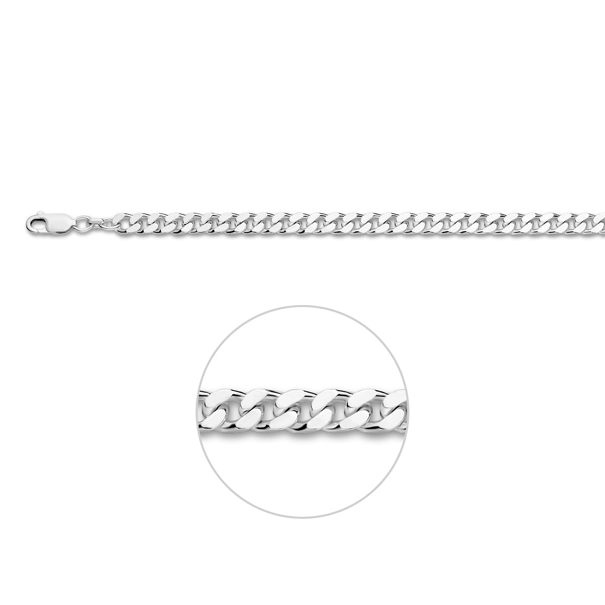 Gourmetkette 4 Seiten geschliffen 5,5 mm Silber weiß