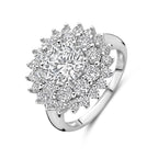 Ring Zirkonia Halo Silber rhodiniert