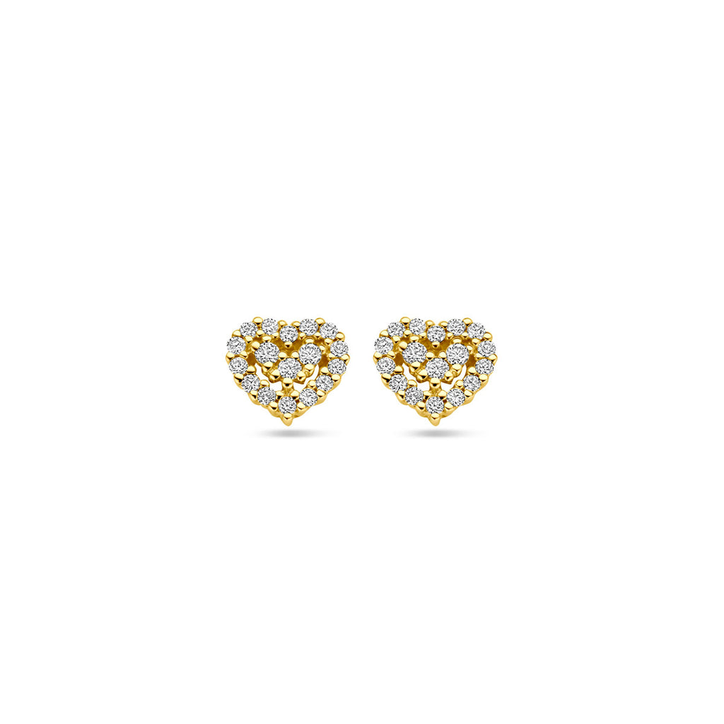 oorknoppen hartje diamant 0.16ct (2x 0.08ct) h si 14K geelgoud