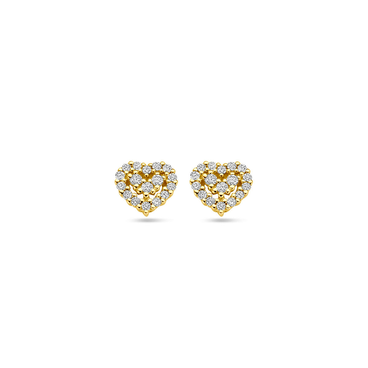 oorknoppen hartje diamant 0.16ct (2x 0.08ct) h si 14K geelgoud