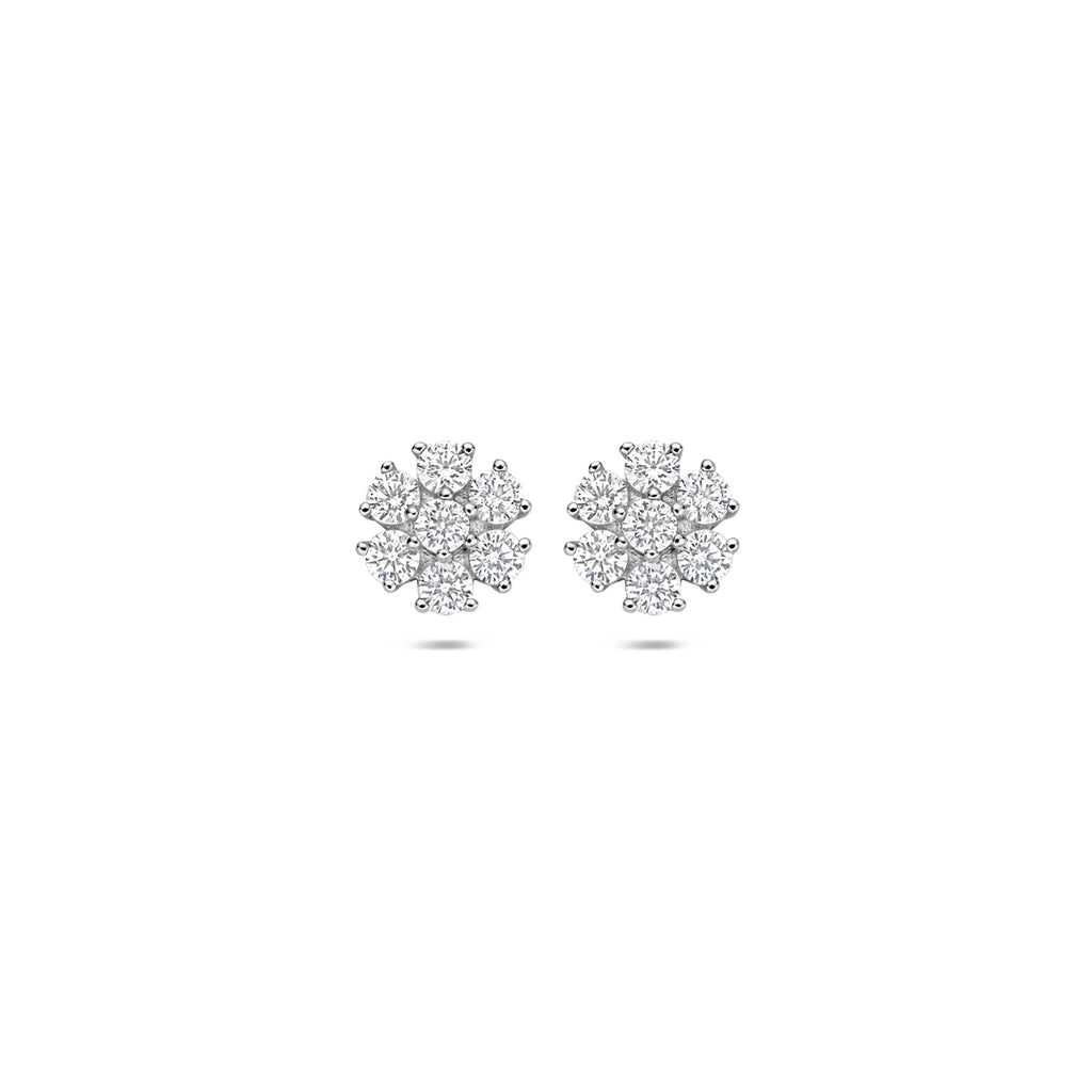 oorknoppen bloem zirkonia 7 mm zilver gerhodineerd