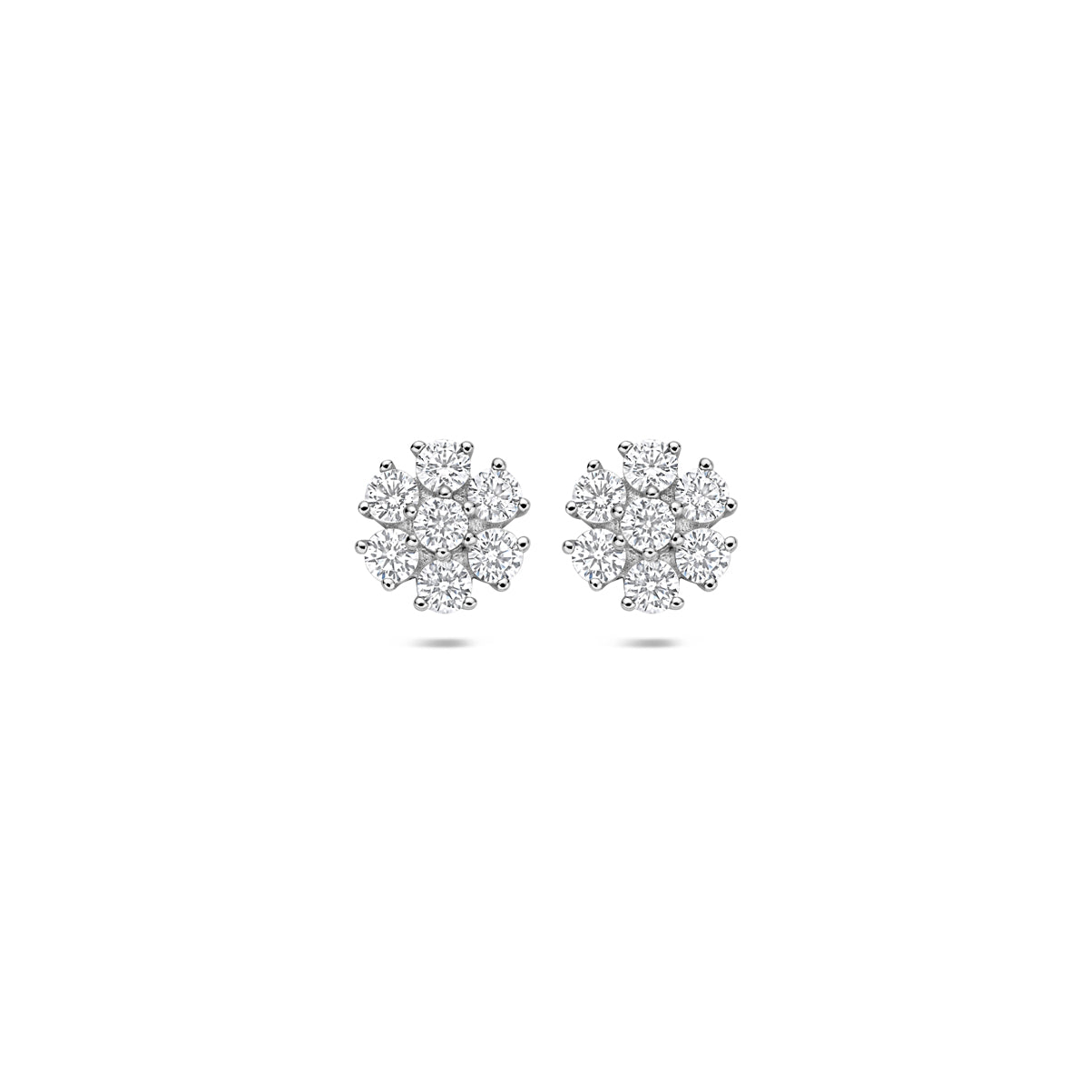 oorknoppen bloem zirkonia 7 mm zilver gerhodineerd