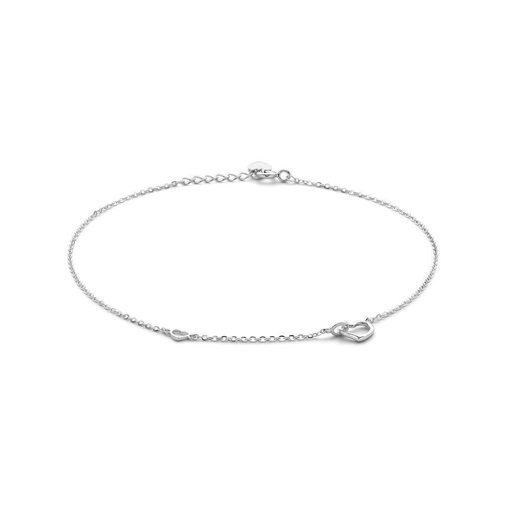 Fußkettchen Herzchen 24 + 2 cm rhodiniertes Silber