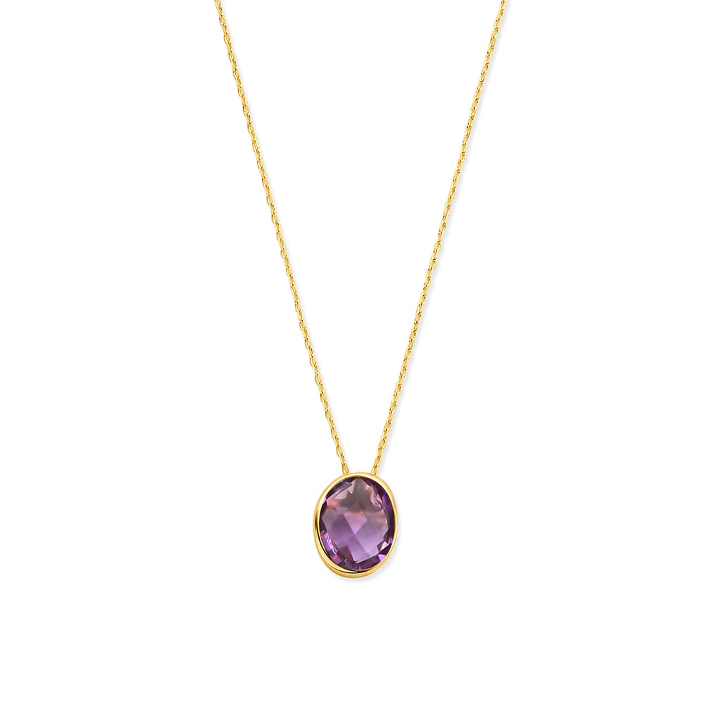 collier amethist 41 - 43 - 45 cm 14K geelgoud