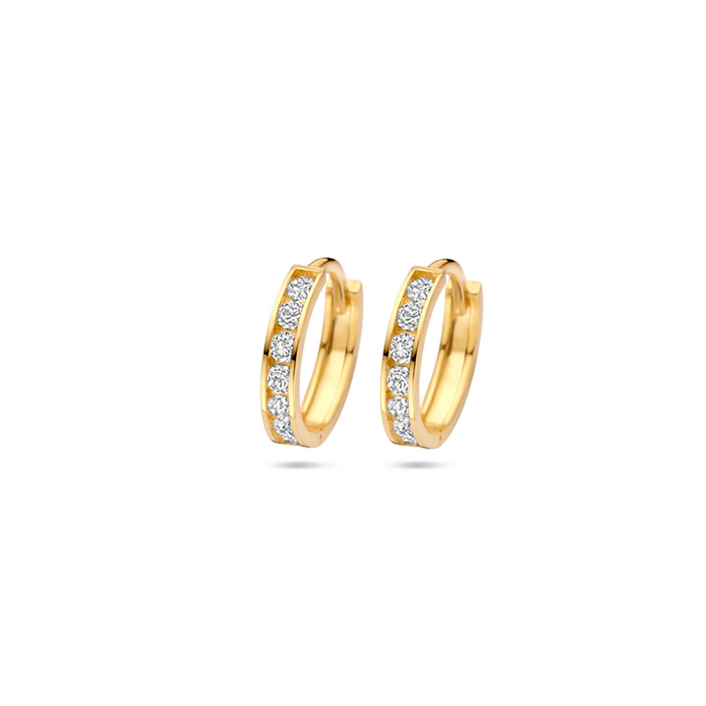 9 Karat Creolen Zirkonia 12,5 mm 9K Gelb