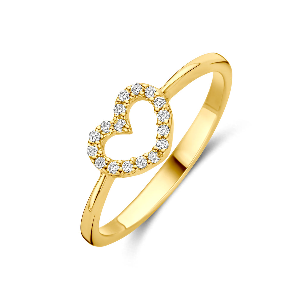 ring hartje lab grown diamant 0.09ct g vs 14K geelgoud