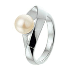 Ring Perlmutt Poly/Mattsilber rhodiniert