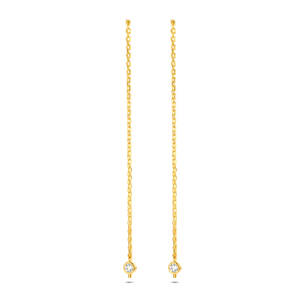 doortrekoorbellen zirkonia 14K geelgoud
