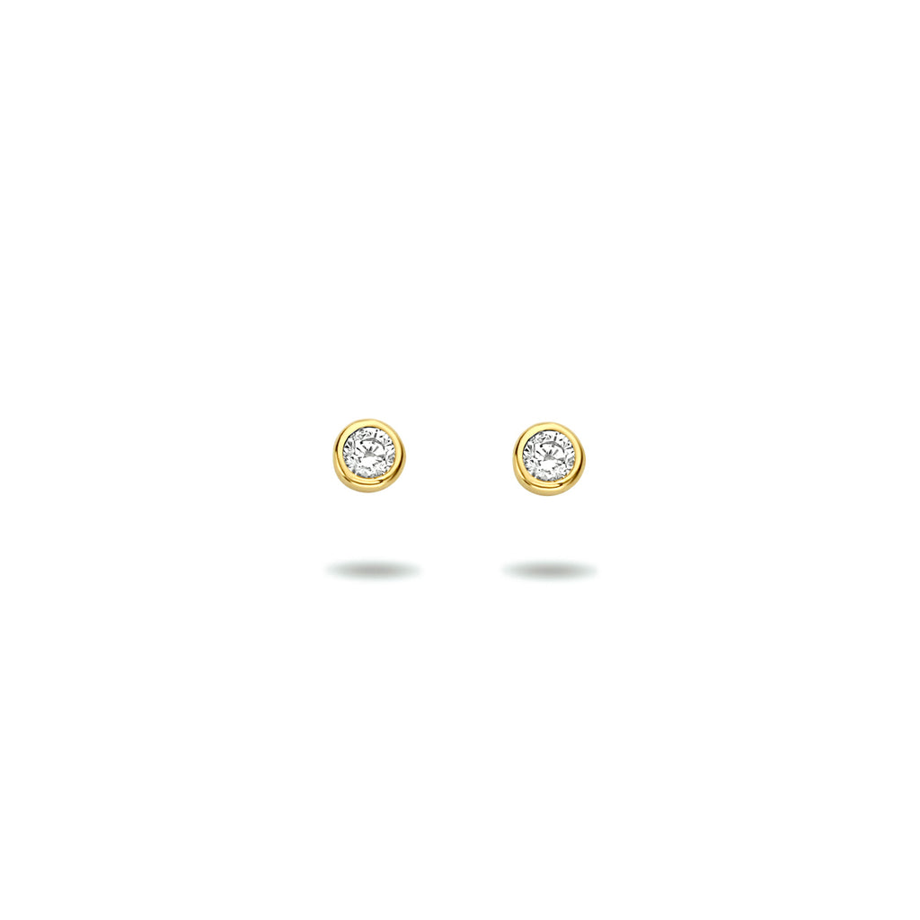 oorknoppen zirkonia 14K geelgoud
