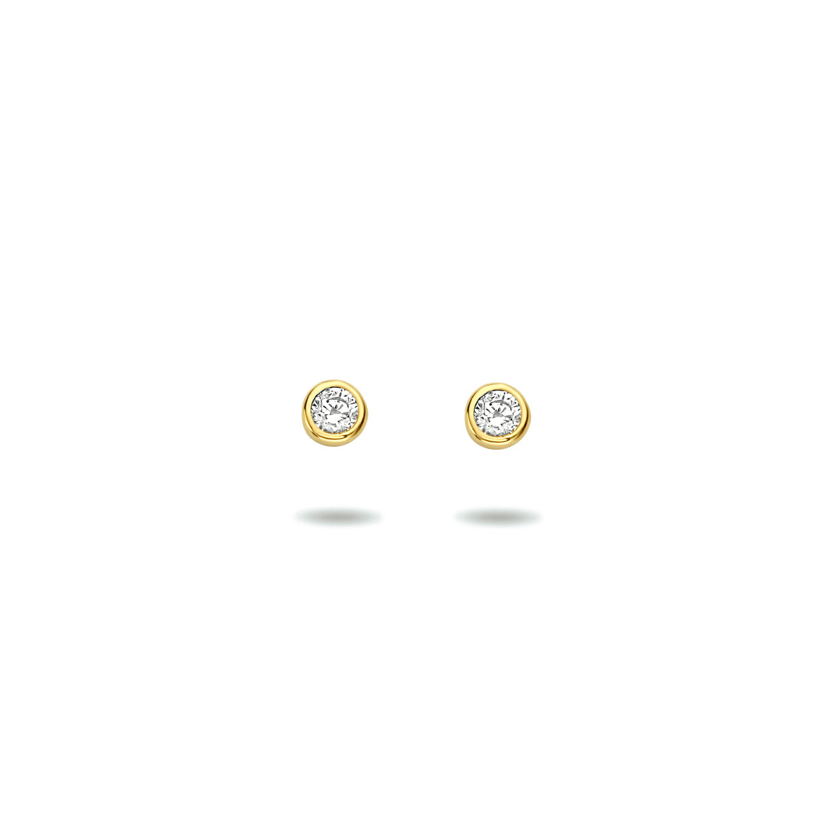 oorknoppen zirkonia 14K geelgoud