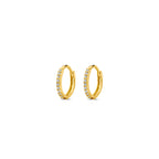 klapoorringen zirkonia 10 mm 14K geelgoud