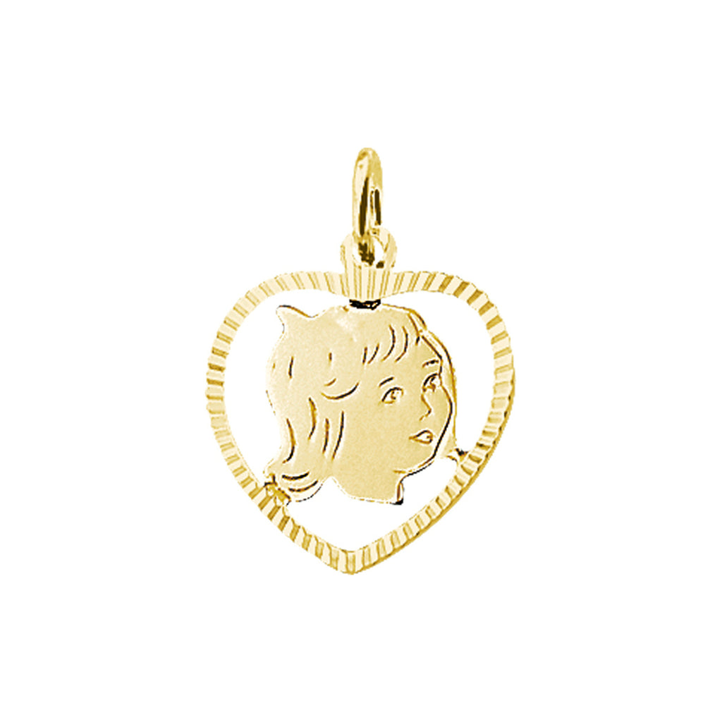 hanger meisje hart gediamanteerd 16,5 mm 14K geelgoud
